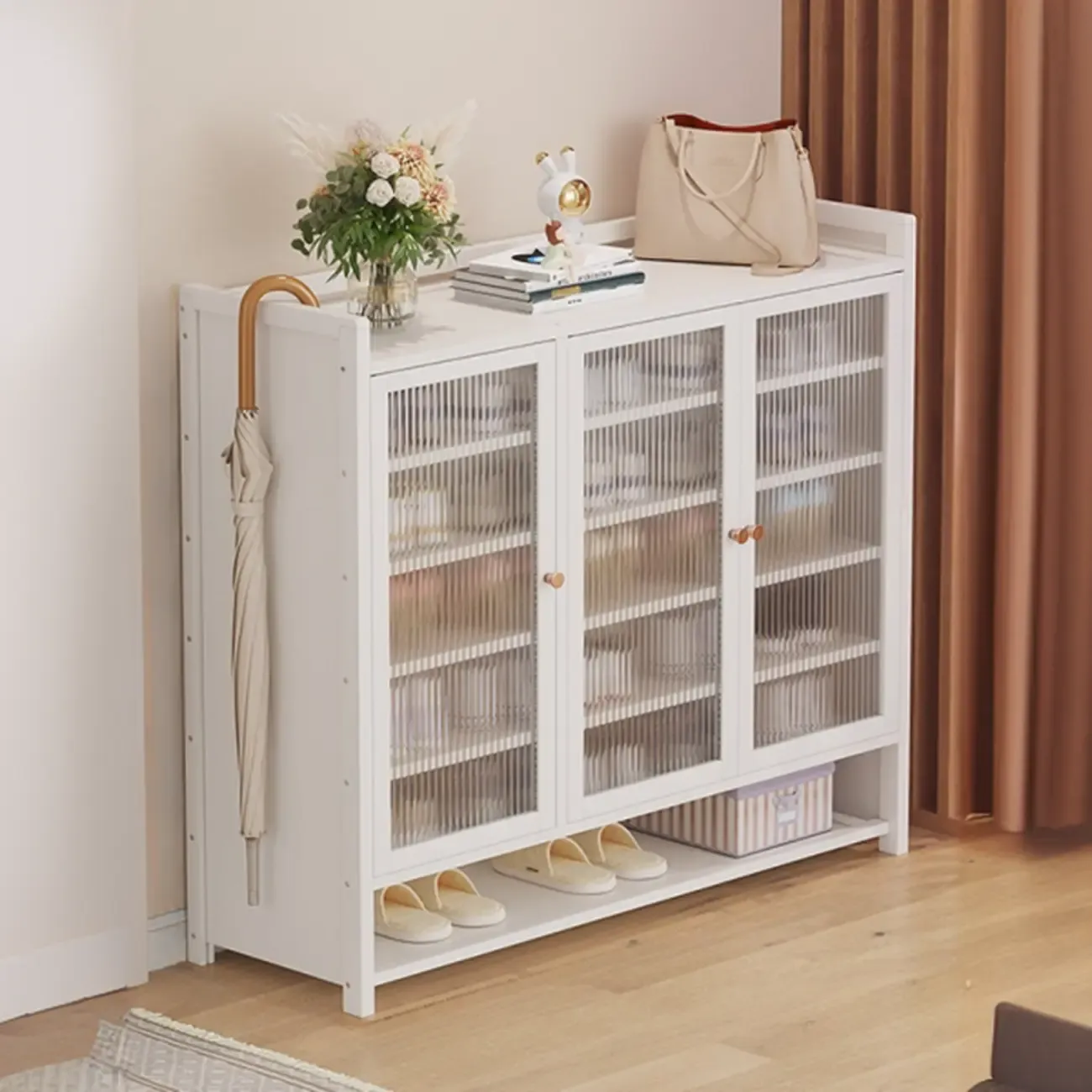 Adjustable Wooden Acrylic Door Multi-Layer Shoe Cabinet Image - 21