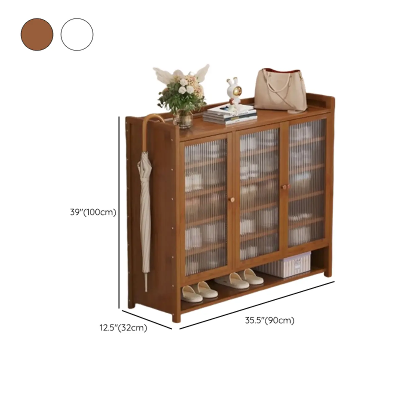 Adjustable Wooden Acrylic Door Multi-Layer Shoe Cabinet #size