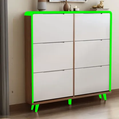 3-Tier Drop-Front Wood Entryway Shoe Storage Image - 11