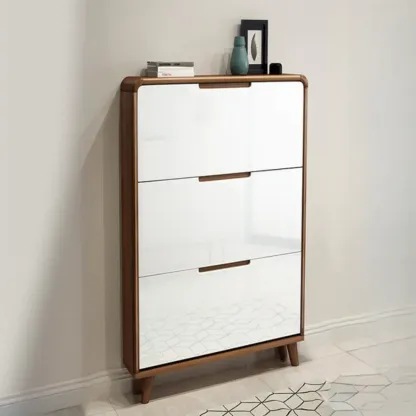 3-Tier Drop-Front Wood Entryway Shoe Storage Image - 18