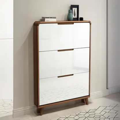 3-Tier Drop-Front Wood Entryway Shoe Storage Image - 20