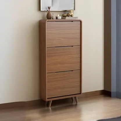 3-Tier Drop-Front Wood Entryway Shoe Storage Image - 23