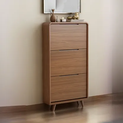 3-Tier Drop-Front Wood Entryway Shoe Storage Image - 24