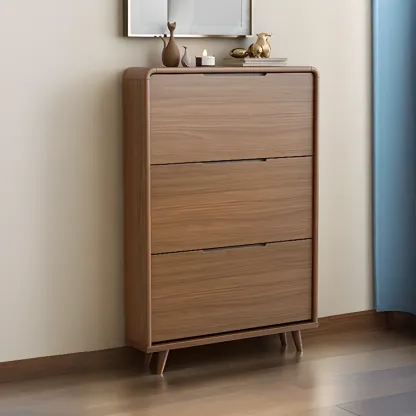 3-Tier Drop-Front Wood Entryway Shoe Storage Image - 26