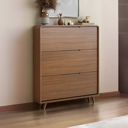 3-Tier Drop-Front Wood Entryway Shoe Storage Image - 28