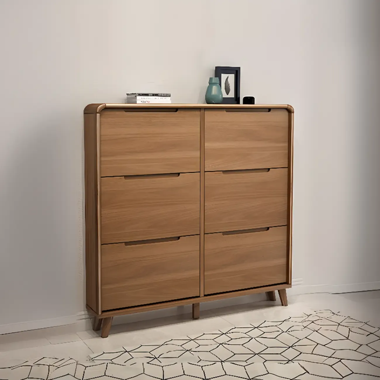 3-Tier Drop-Front Wood Entryway Shoe Storage Image - 29