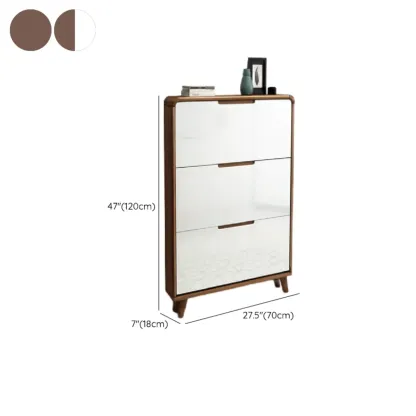 3-Tier Drop-Front Wood Entryway Shoe Storage Image - 32