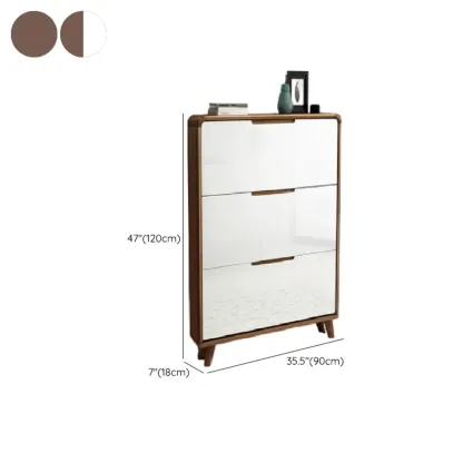 3-Tier Drop-Front Wood Entryway Shoe Storage Image - 34