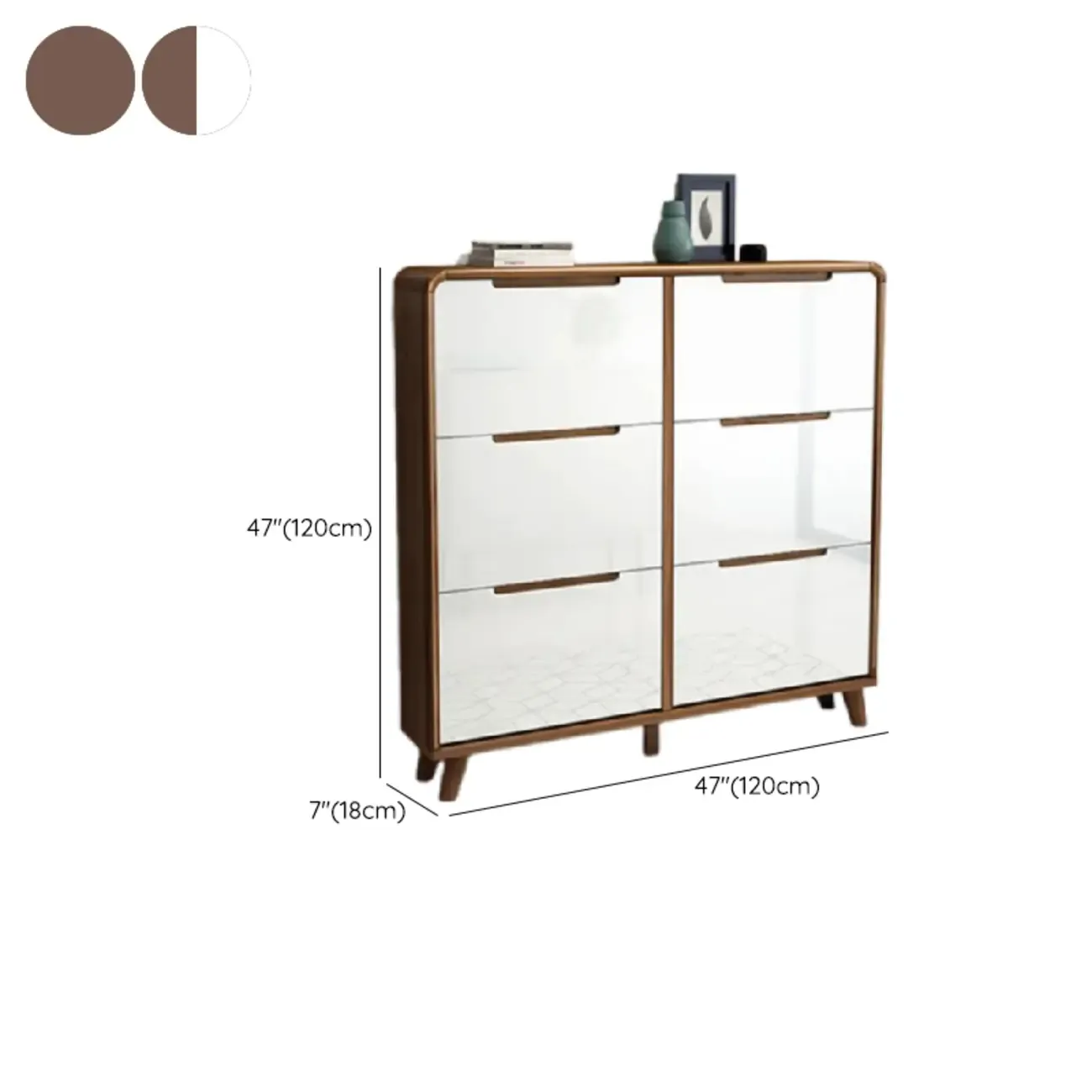 3-Tier Drop-Front Wood Entryway Shoe Storage Image - 36