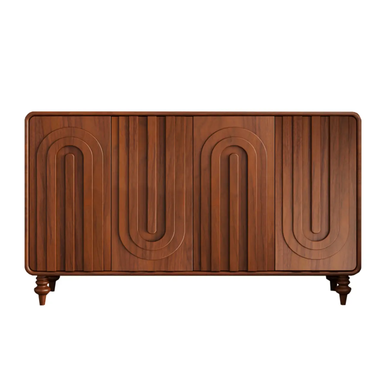 Entryway Wood 3-Door Carved Wave Shoe Cabinet Image - 10 | homeyfad