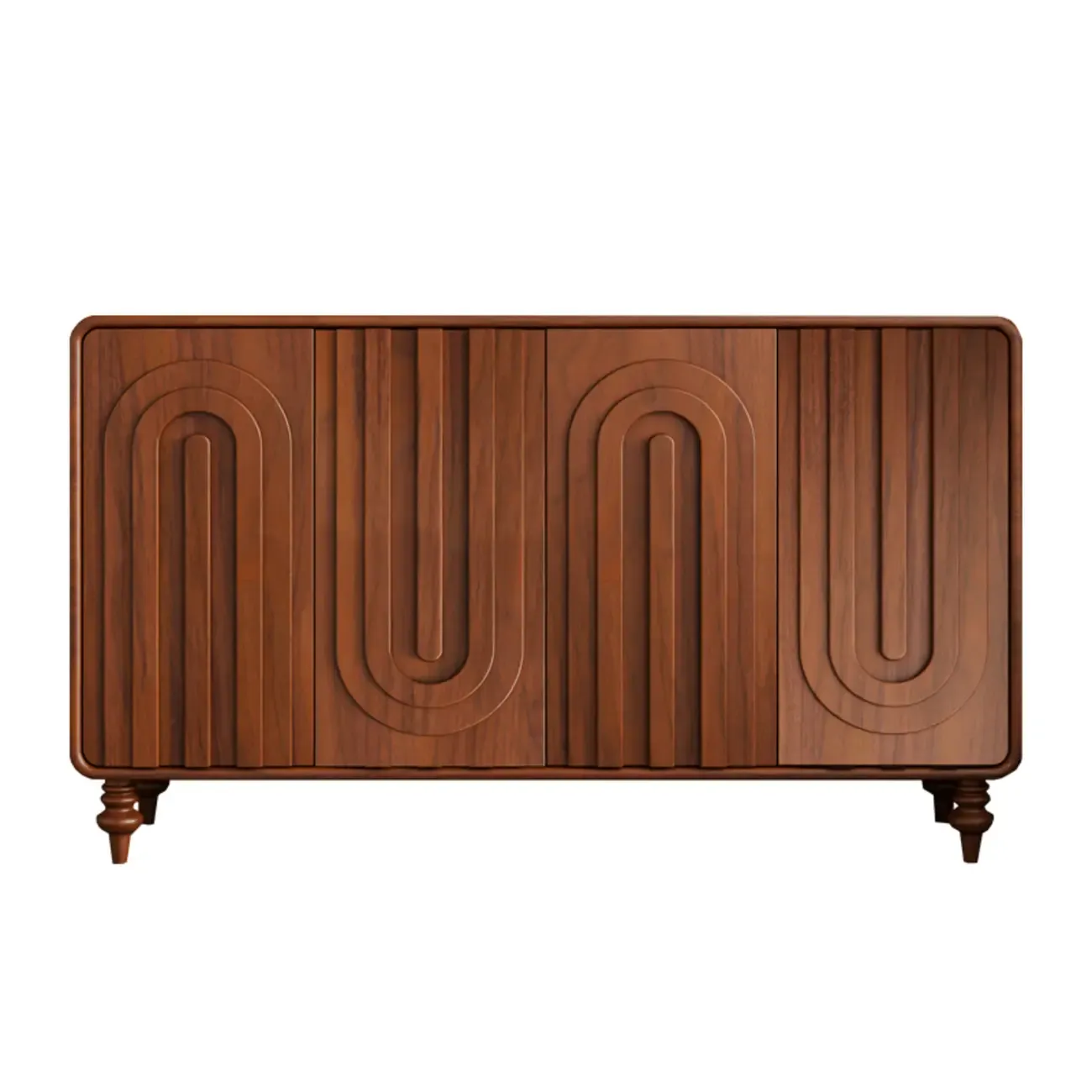 Entryway Wood 3-Door Carved Wave Shoe Cabinet Image - 10