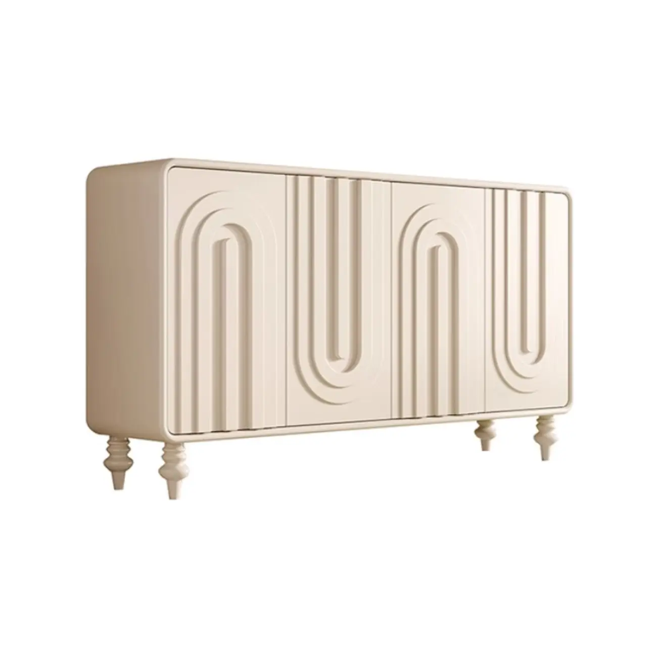 Entryway Wood 3-Door Carved Wave Shoe Cabinet Image - 13 | homeyfad