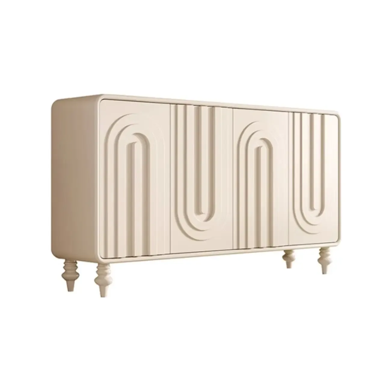 Entryway Wood 3-Door Carved Wave Shoe Cabinet Image - 13