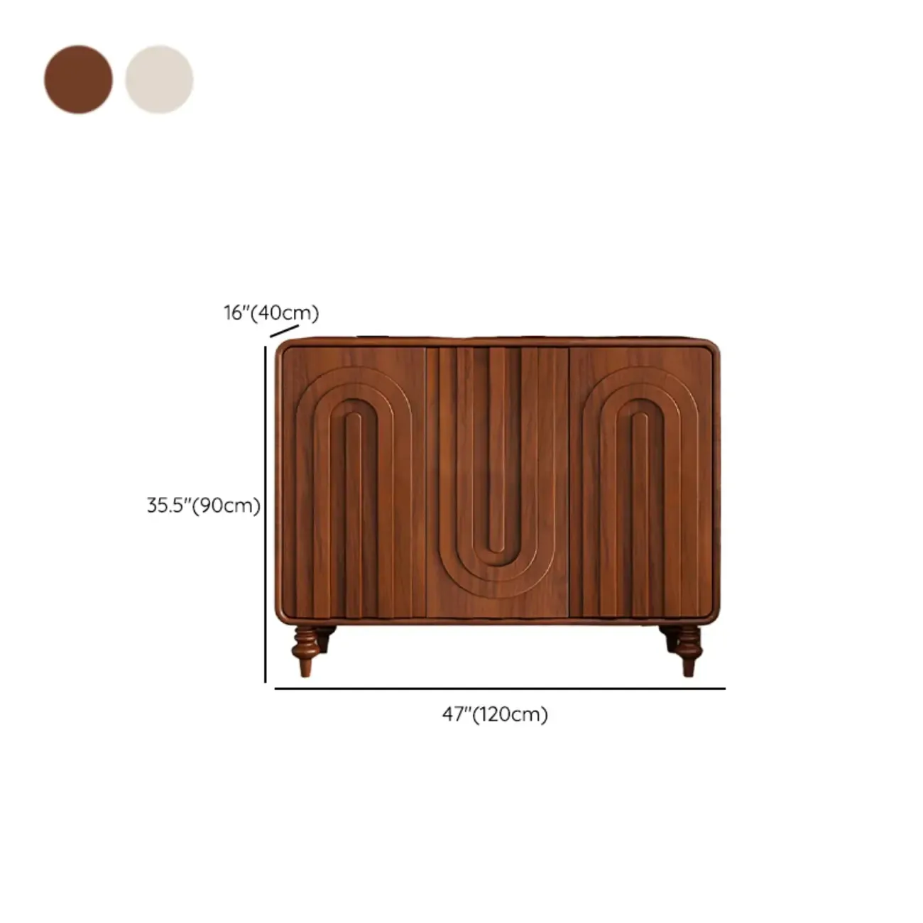 Entryway Wood 3-Door Carved Wave Shoe Cabinet Image - 16