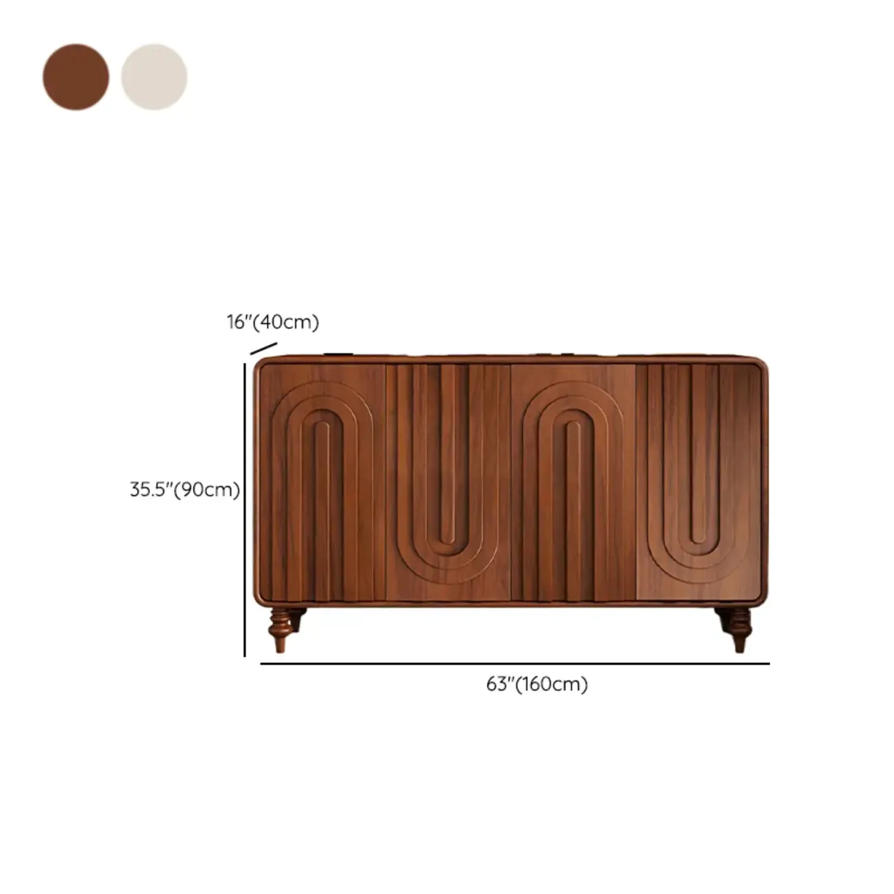 Entryway Wood 3-Door Carved Wave Shoe Cabinet Image - 17