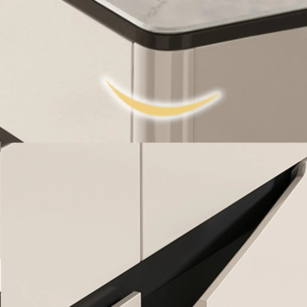 Khaki Wood Entryway Shoe Cabinet Marble Top Image - 7