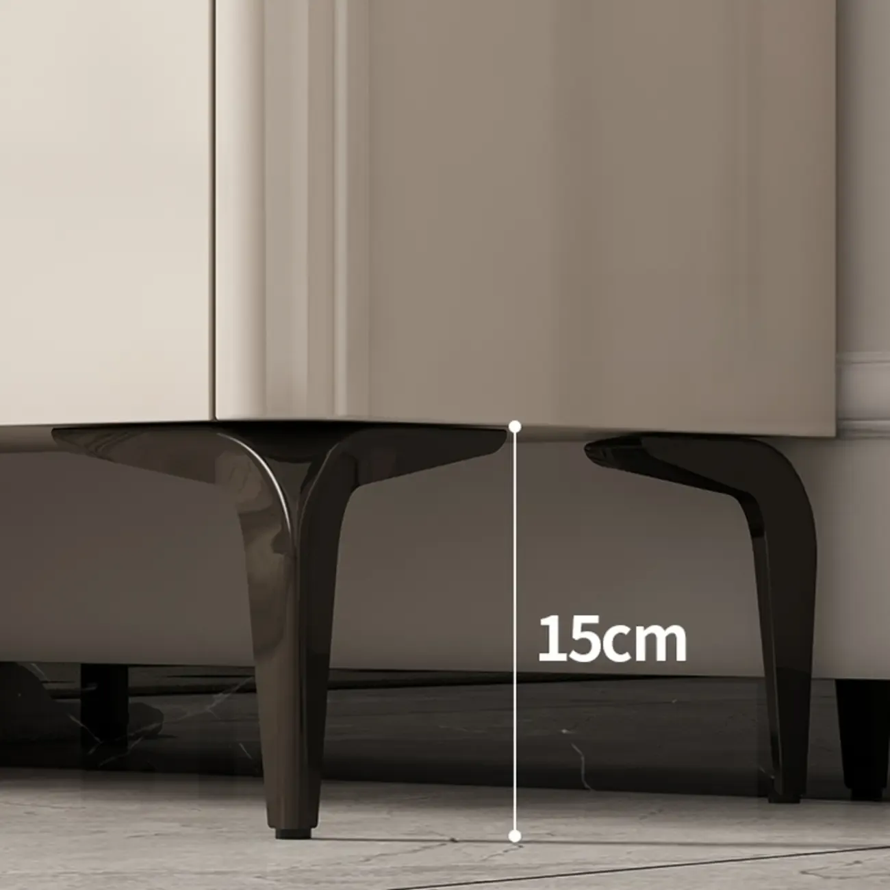 Khaki Wood Entryway Shoe Cabinet Marble Top Image - 10