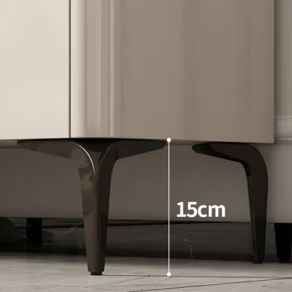 Khaki Wood Entryway Shoe Cabinet Marble Top Image - 10