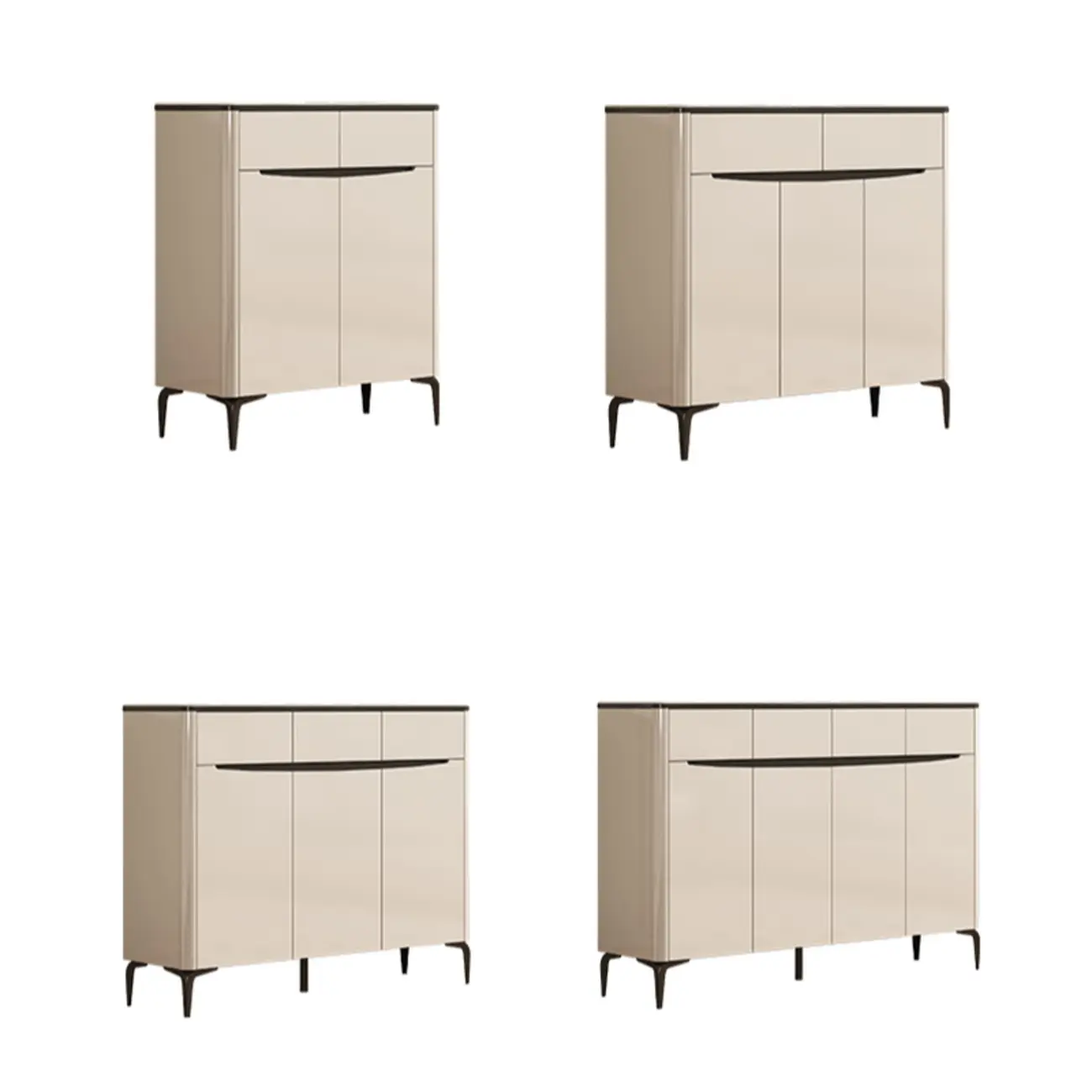 Khaki Wood Entryway Shoe Cabinet Marble Top Image - 13 | homeyfad