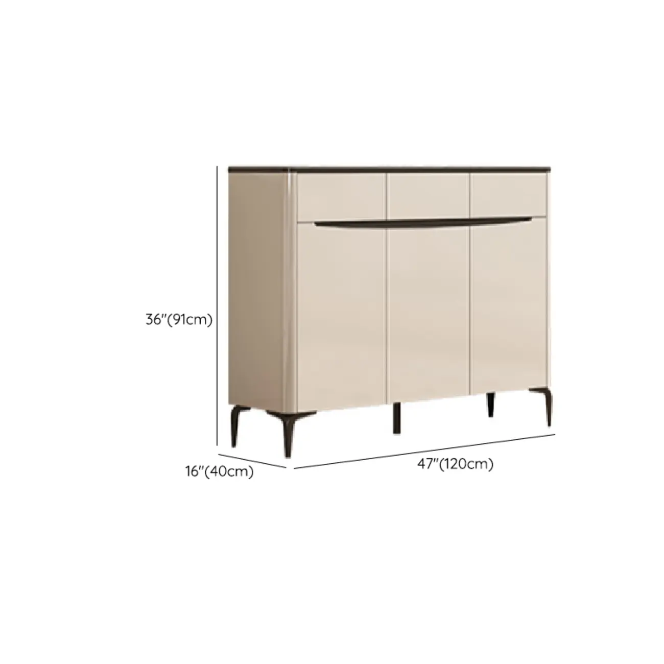 Khaki Wood Entryway Shoe Cabinet Marble Top Image - 16 | homeyfad