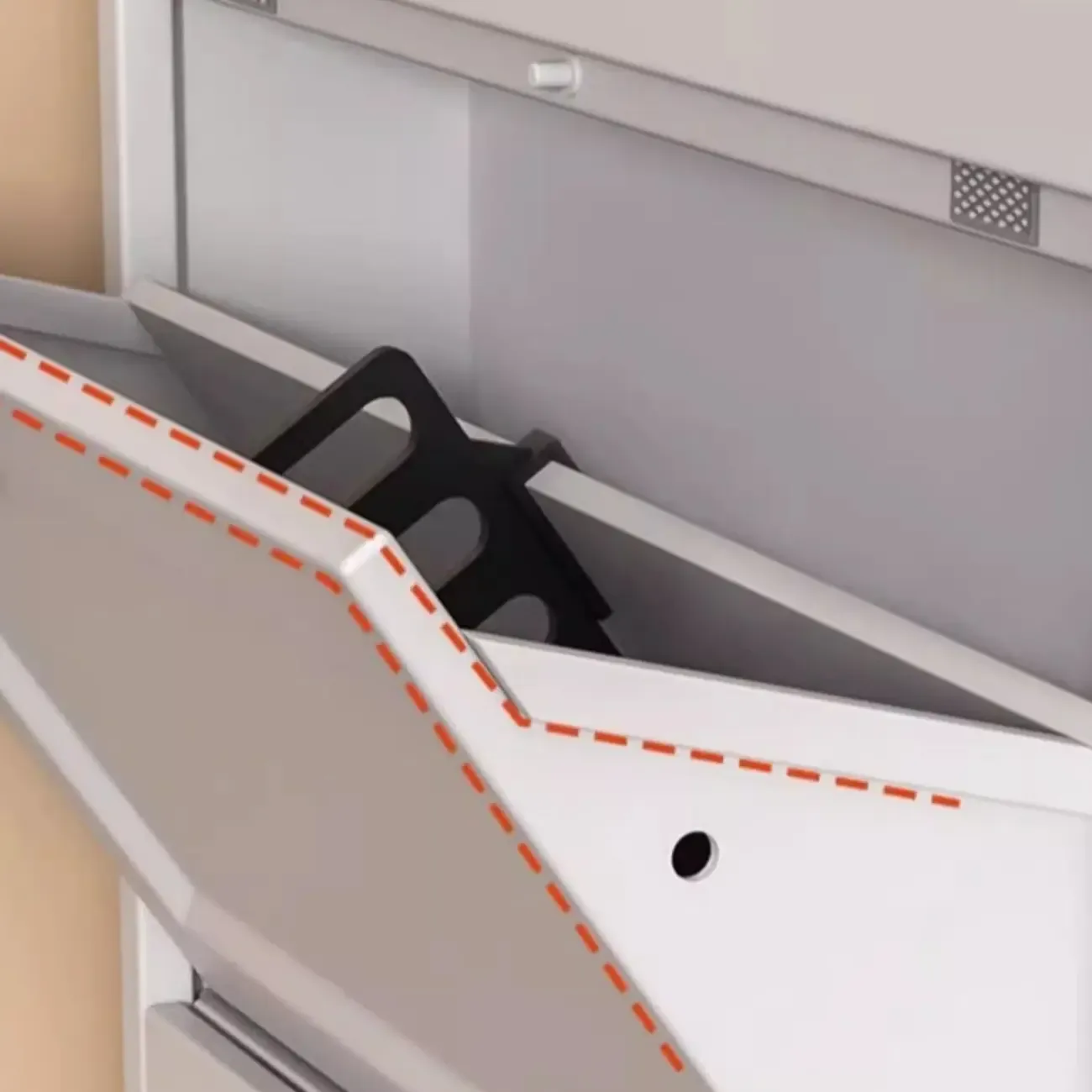 White Metal Shoe Cabinet Organizer Hidden Storage Image - 3