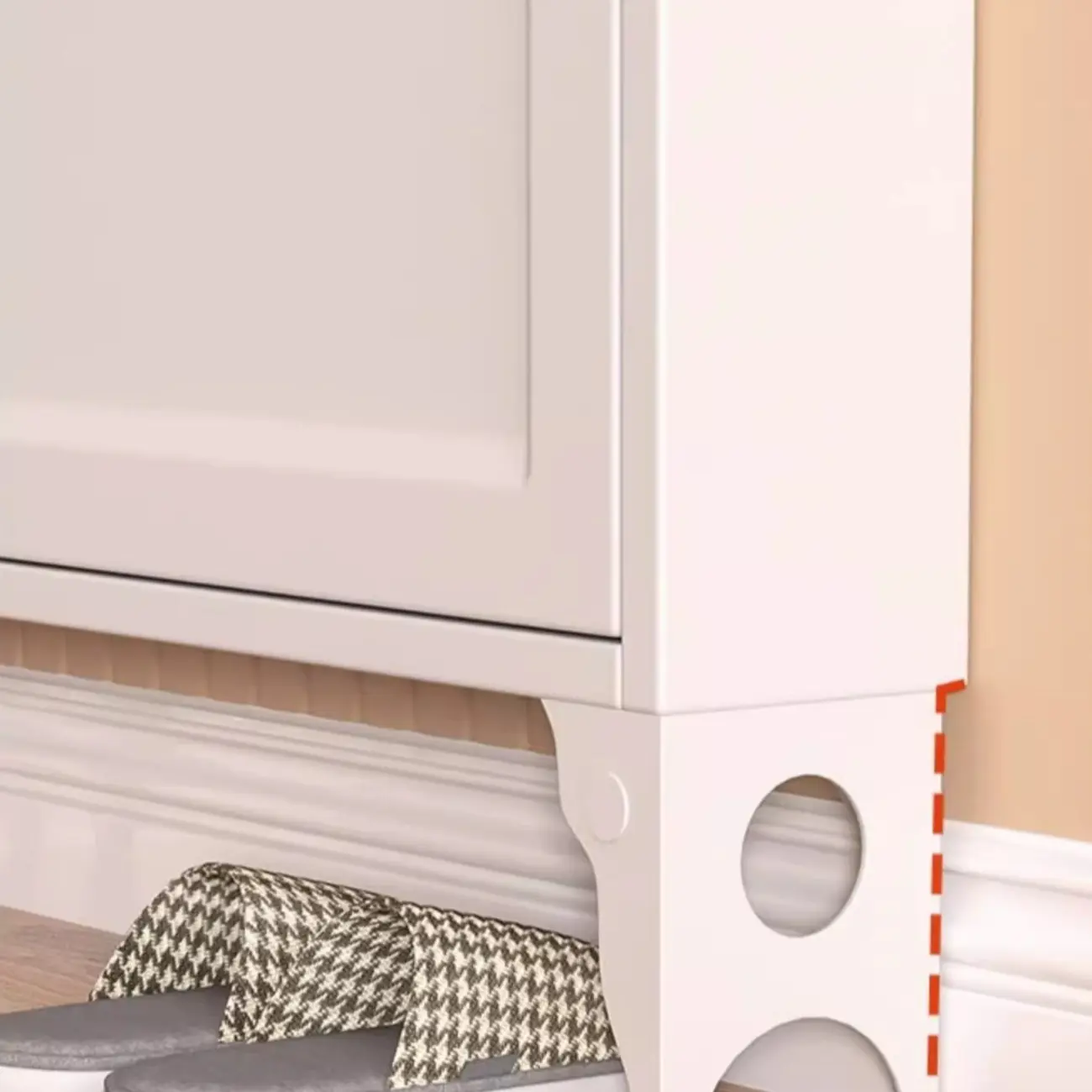 White Metal Shoe Cabinet Organizer Hidden Storage Image - 4 | homeyfad