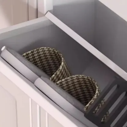 White Metal Shoe Cabinet Organizer Hidden Storage Image - 9