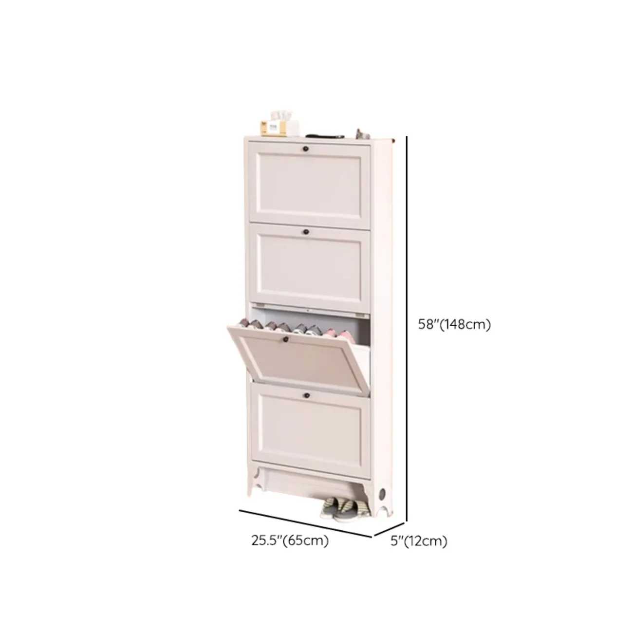 White Metal Shoe Cabinet Organizer Hidden Storage Image - 22 | homeyfad
