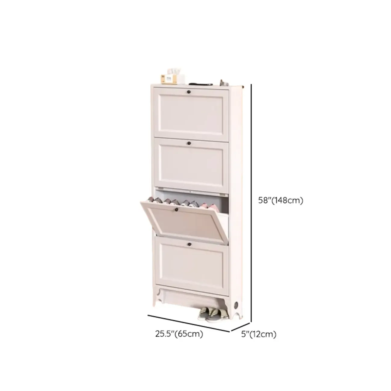 White Metal Shoe Cabinet Organizer Hidden Storage Image - 22