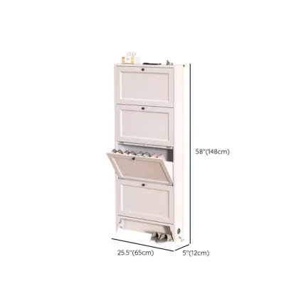 White Metal Shoe Cabinet Organizer Hidden Storage Image - 22