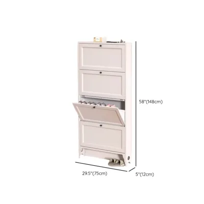 White Metal Shoe Cabinet Organizer Hidden Storage Image - 23