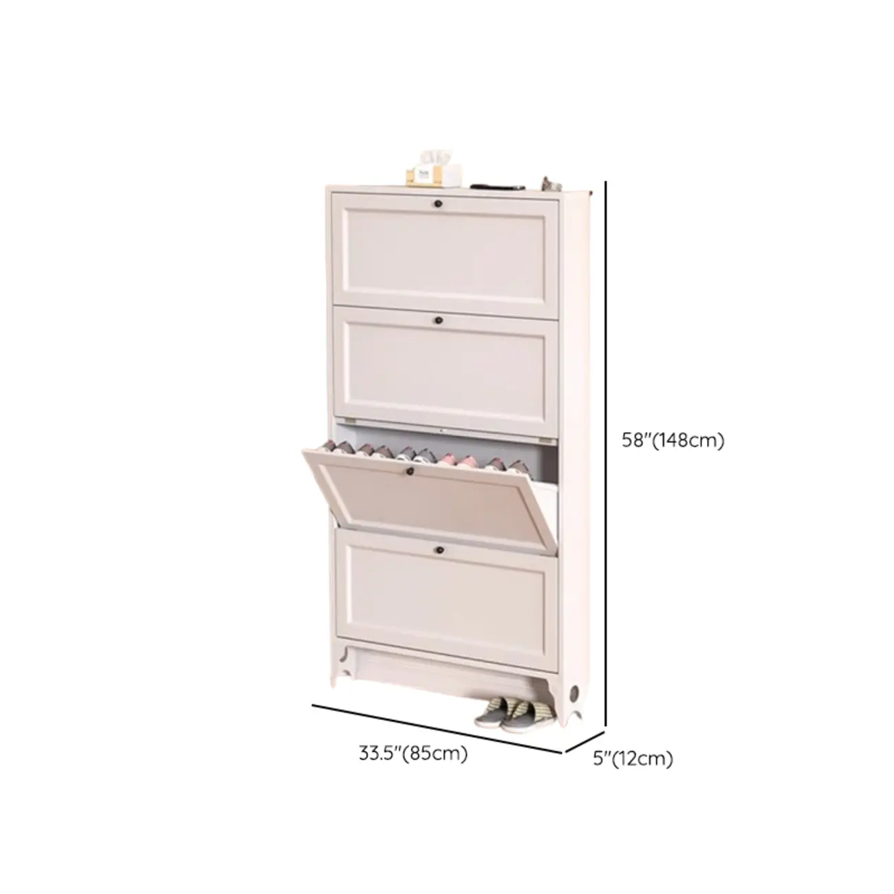 White Metal Shoe Cabinet Organizer Hidden Storage Image - 24 | homeyfad