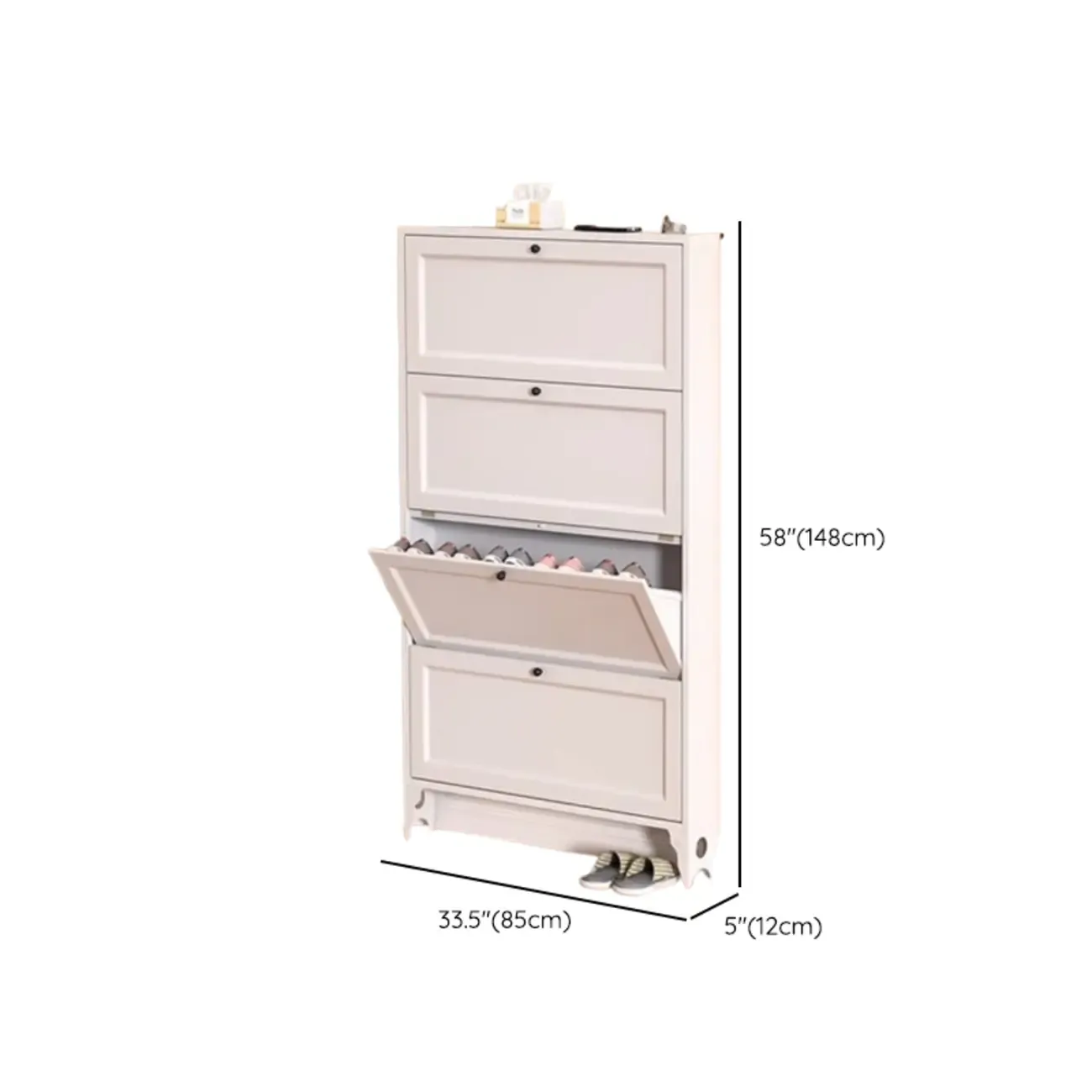White Metal Shoe Cabinet Organizer Hidden Storage Image - 24