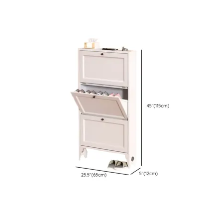 White Metal Shoe Cabinet Organizer Hidden Storage Image - 27