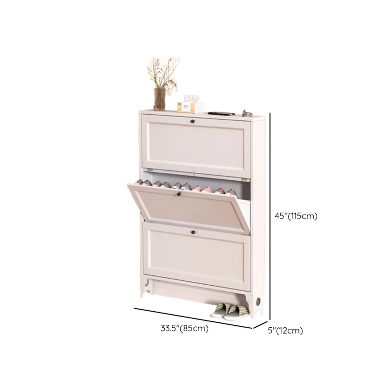 White Metal Shoe Cabinet Organizer Hidden Storage Image - 29 | homeyfad