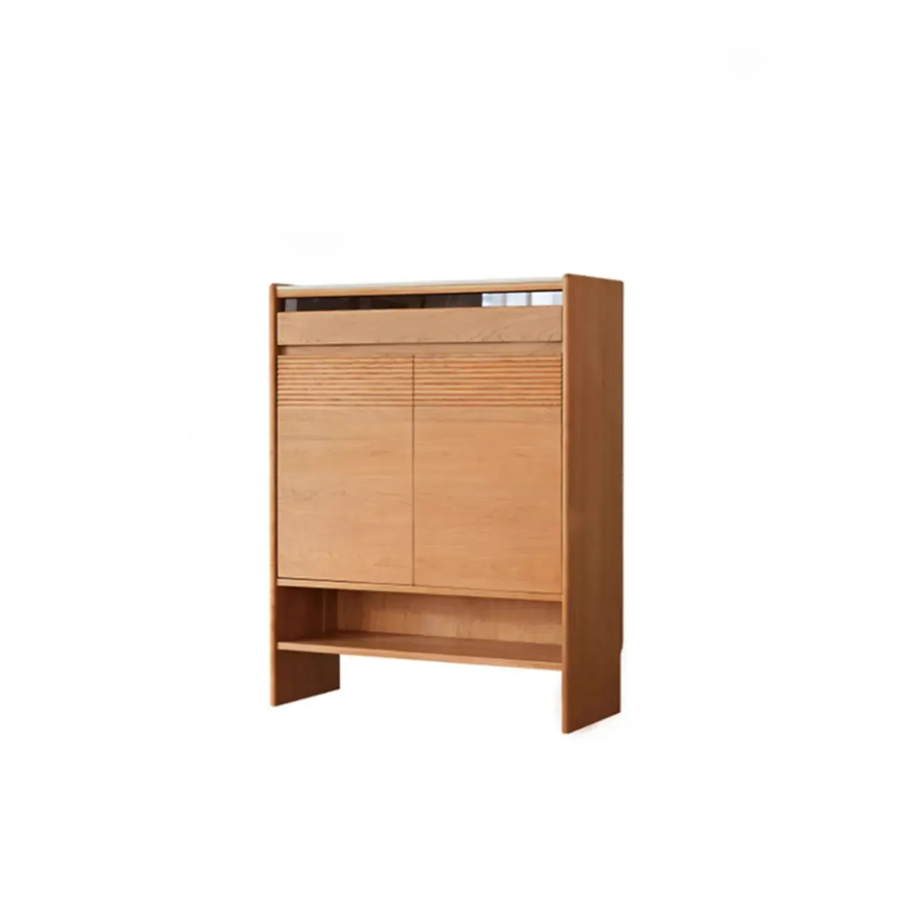 Entryway Cherry Solid Wood Shoe Organizer Cabinet Image - 4