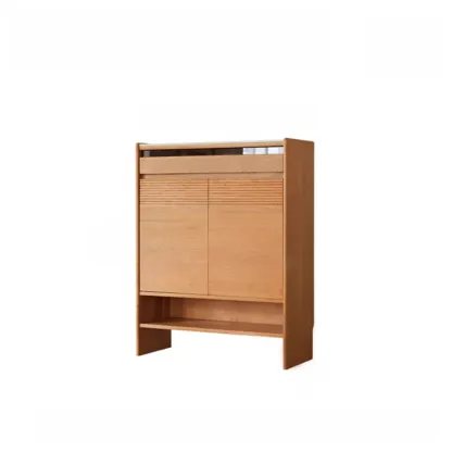 Entryway Cherry Solid Wood Shoe Organizer Cabinet Image - 4