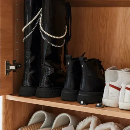 Entryway Cherry Solid Wood Shoe Organizer Cabinet Image - 8