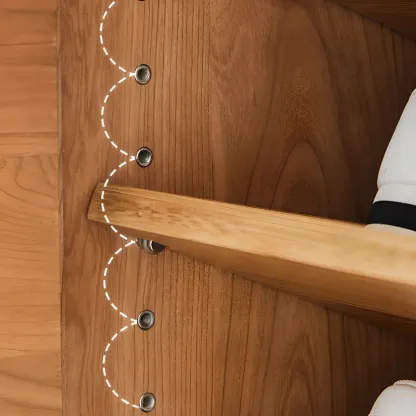 Entryway Cherry Solid Wood Shoe Organizer Cabinet Image - 10