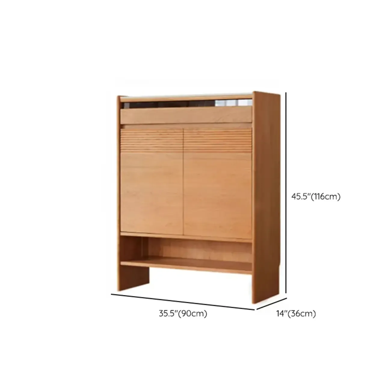 Entryway Cherry Solid Wood Shoe Organizer Cabinet Image - 13