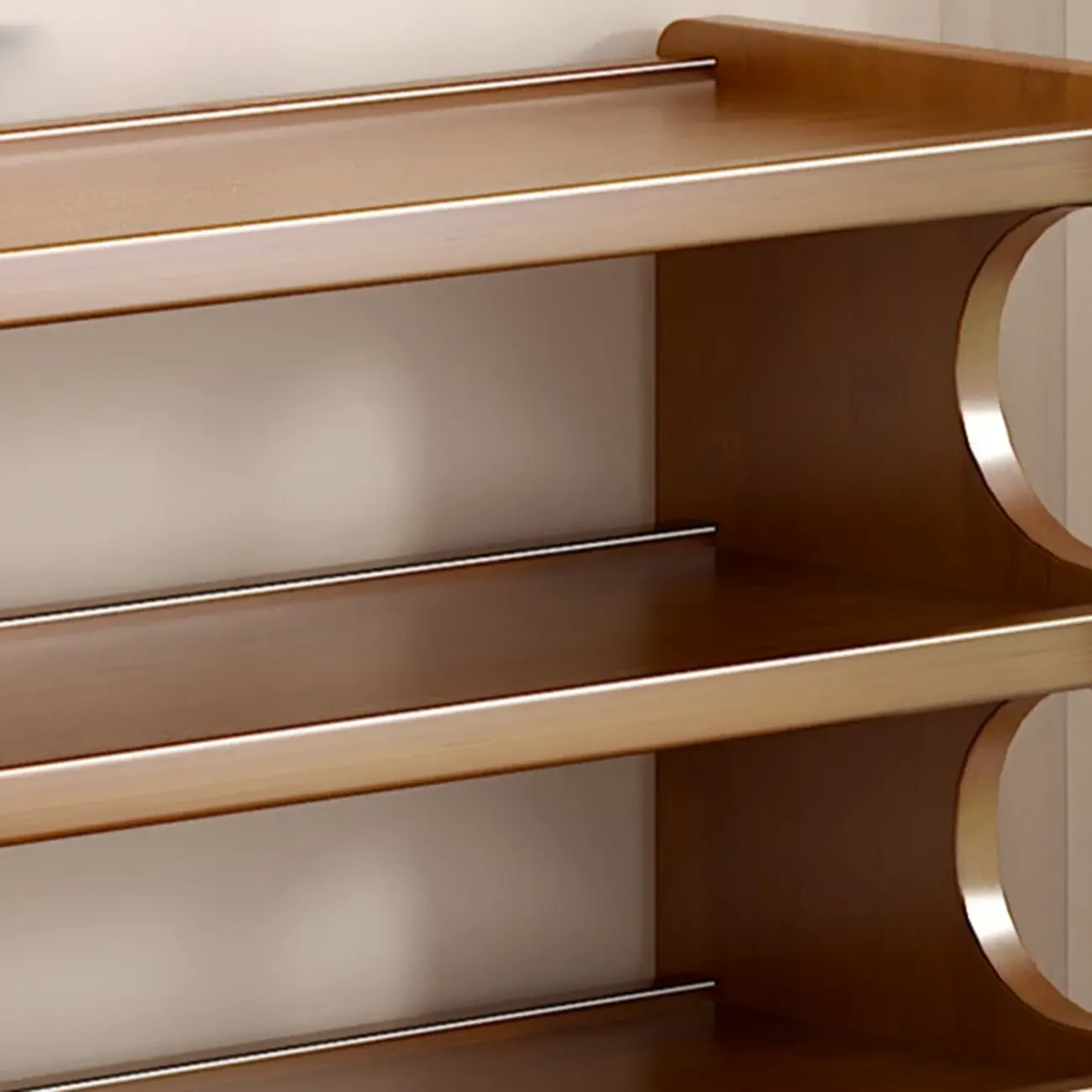 Modern Brown Shoe Rack Solid Wood Organizer Image - 6