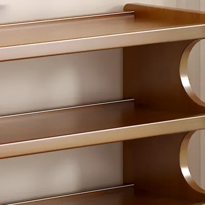 Modern Brown Shoe Rack Solid Wood Organizer Image - 6