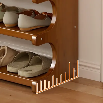 Modern Brown Shoe Rack Solid Wood Organizer Image - 8