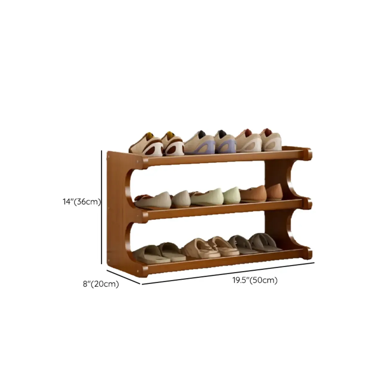 Modern Brown Shoe Rack Solid Wood Organizer #size