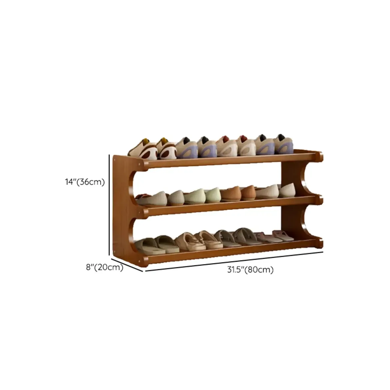 Modern Brown Shoe Rack Solid Wood Organizer Image - 31