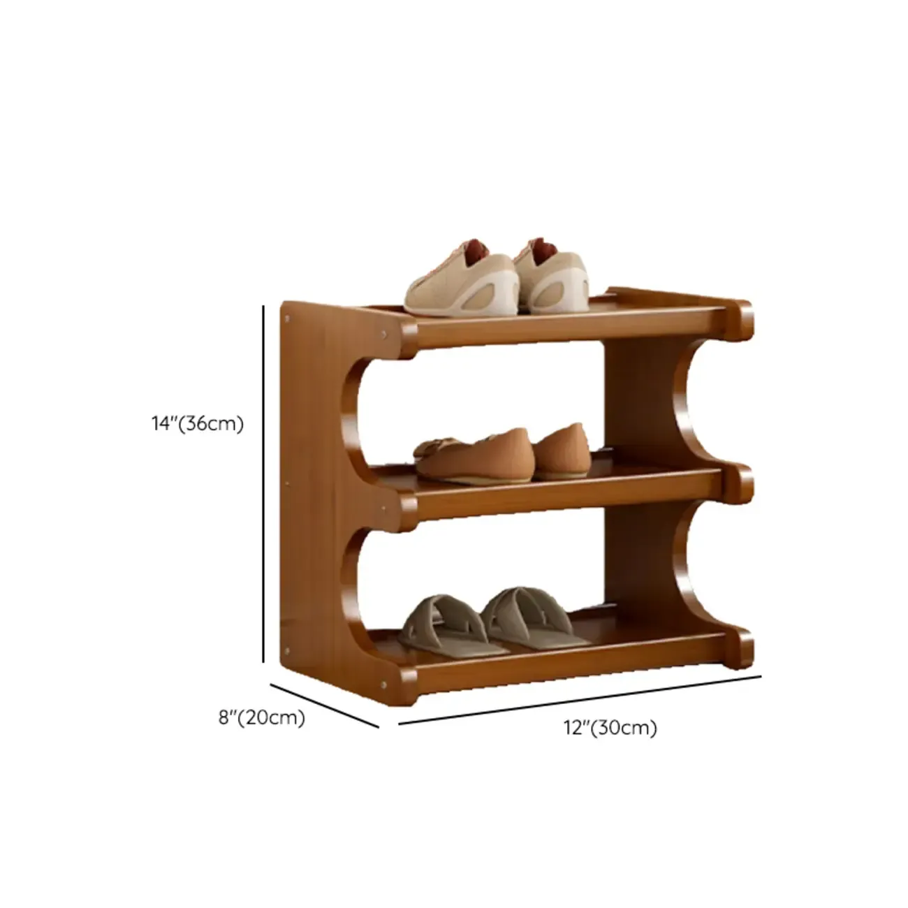 Modern Brown Shoe Rack Solid Wood Organizer Image - 32