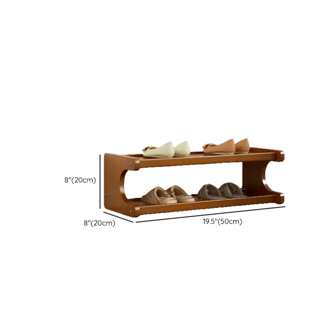 Modern Brown Shoe Rack Solid Wood Organizer Image - 33
