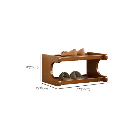 Modern Brown Shoe Rack Solid Wood Organizer Image - 34