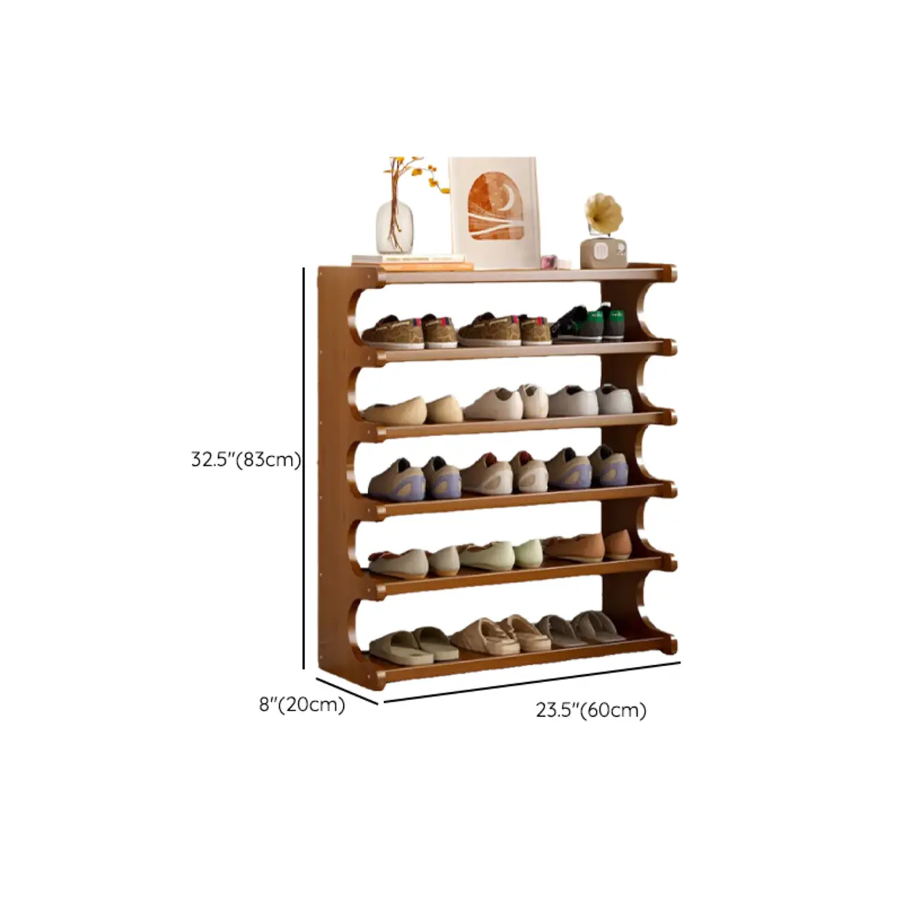 Modern Brown Shoe Rack Solid Wood Organizer Image - 38 | homeyfad