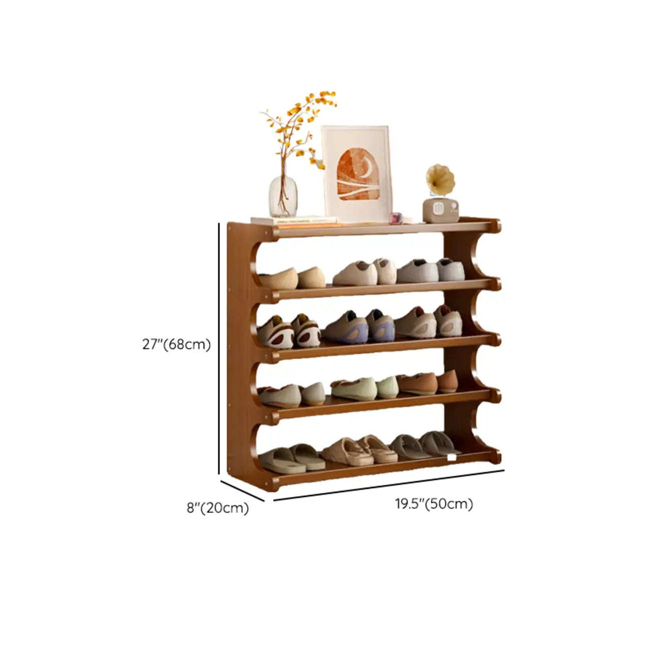 Modern Brown Shoe Rack Solid Wood Organizer Image - 39 | homeyfad